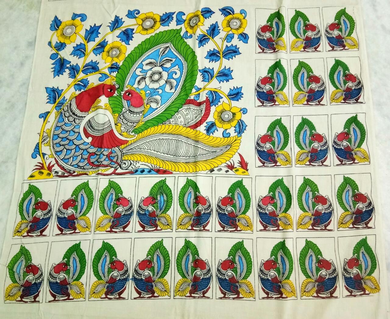 Hand made Peocock print fabric