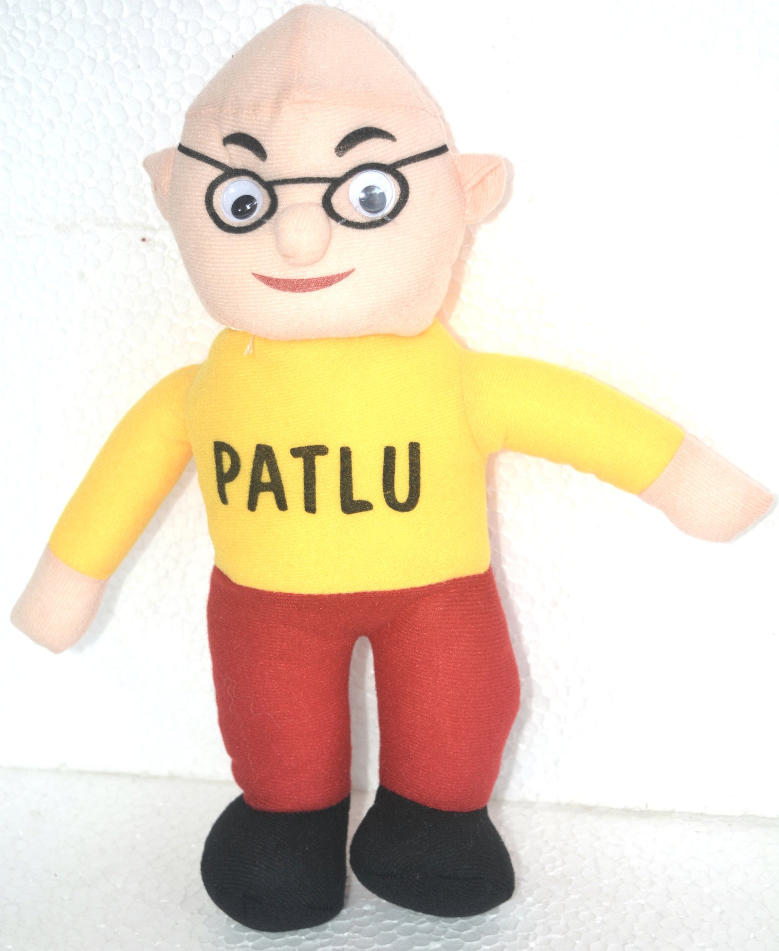 Yellow And Red Handmade Patlu Soft Toy