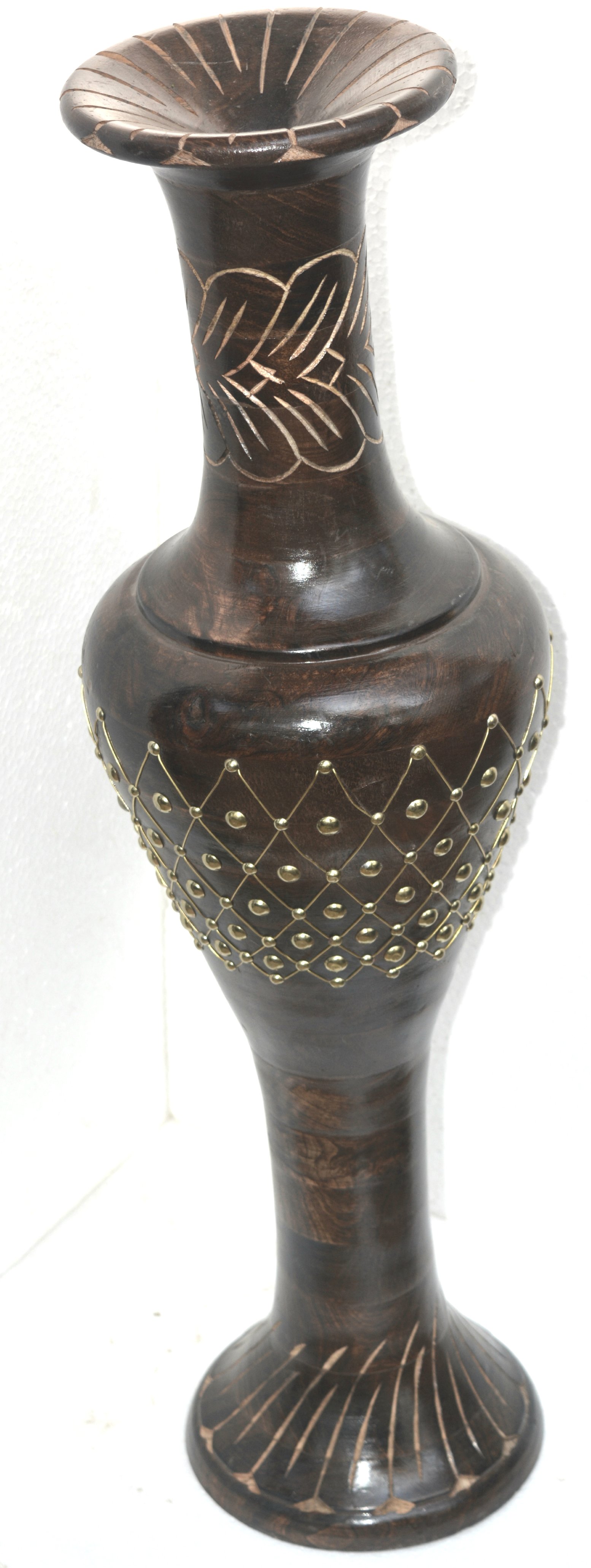 Wooden Hand Craved Vase