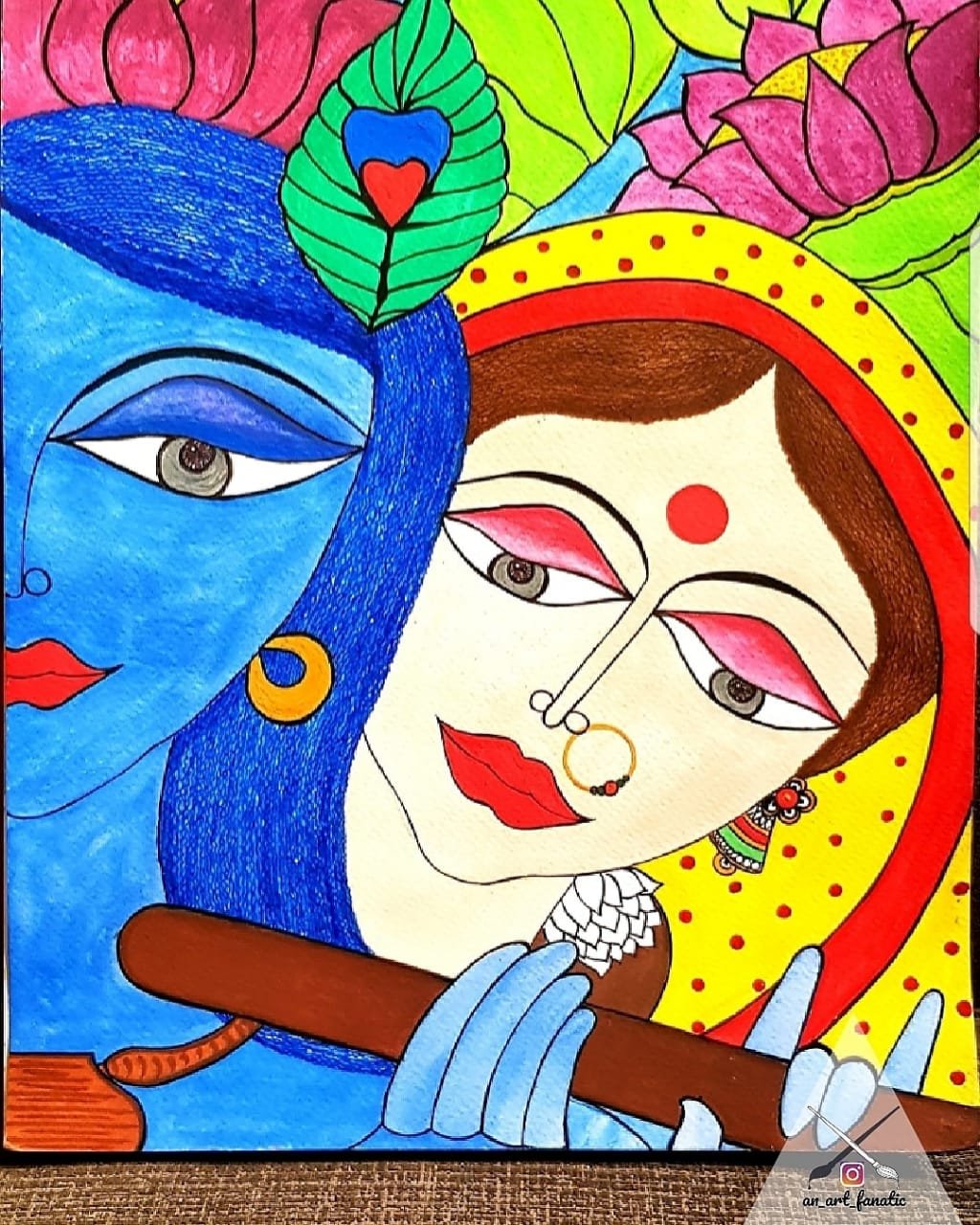 Radha Krishna Madhubani Painting