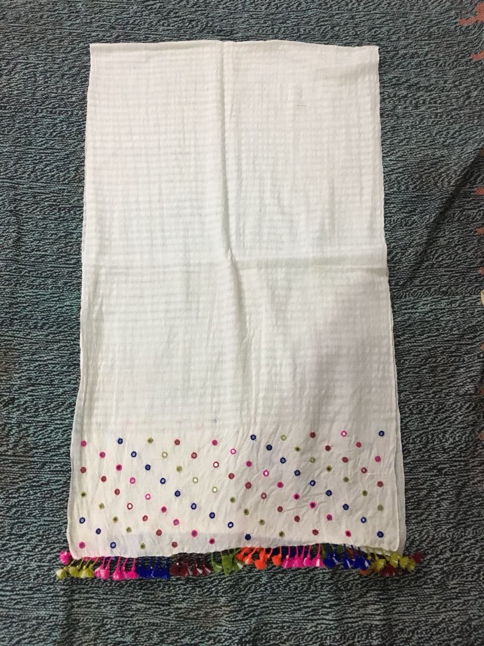 Mirror Work Handwooven Stole/Dupatta