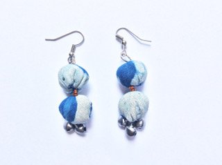 Handcrafted Indigo Fabric Earrings with Ghunghroo