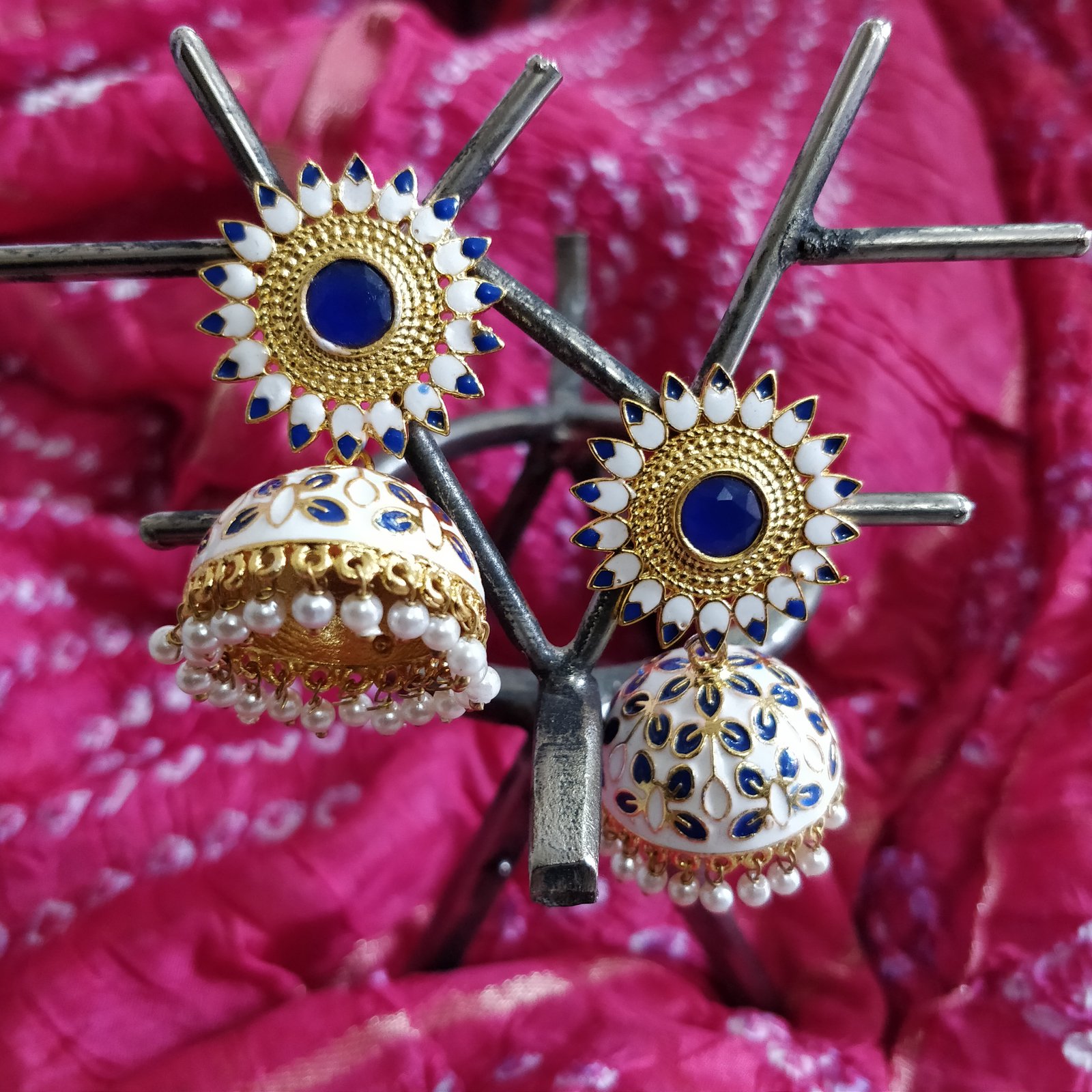Antique multi color Kundan Dome-Shaped Jhumki