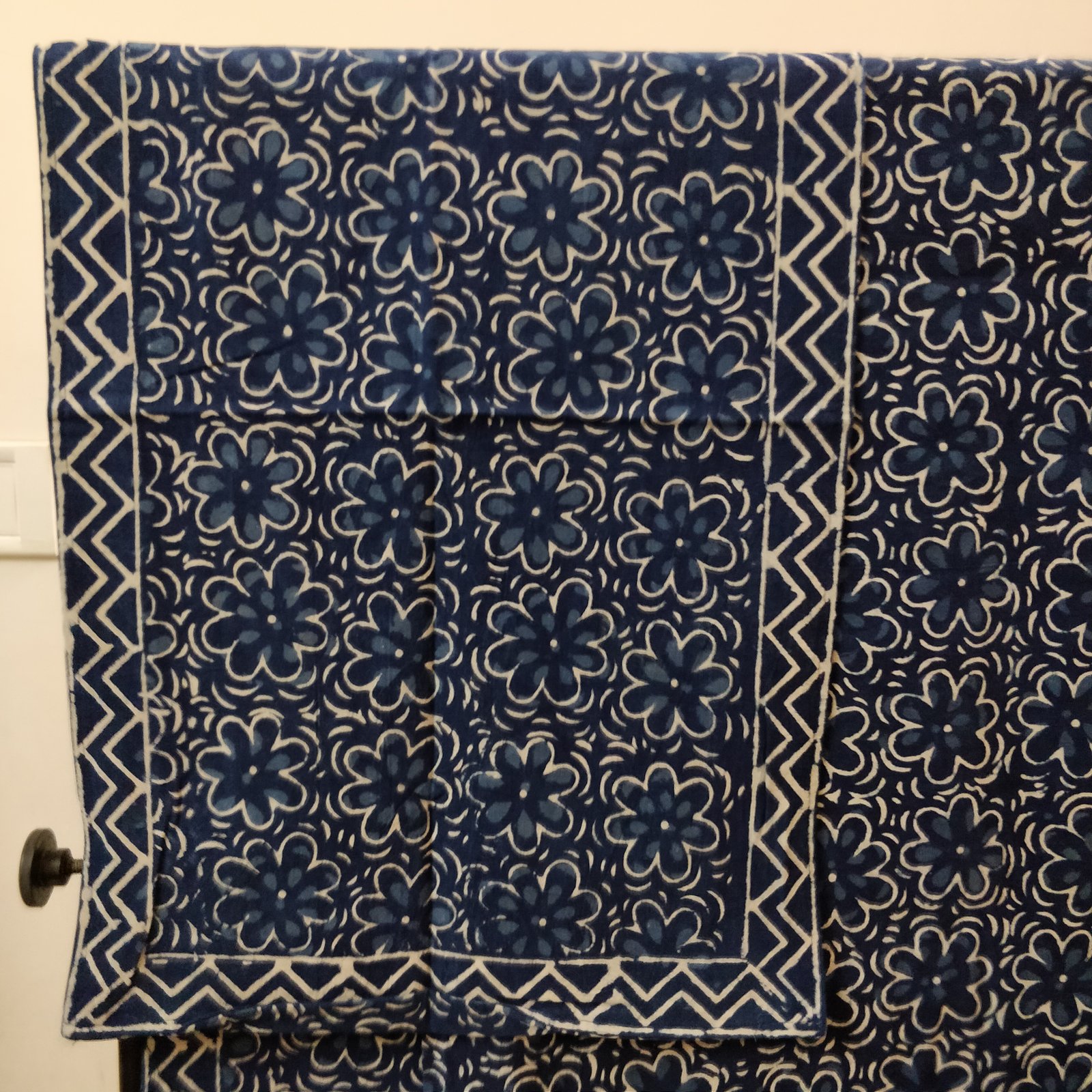 Hand Block Print Jaipuri Bedsheet Indigo Design