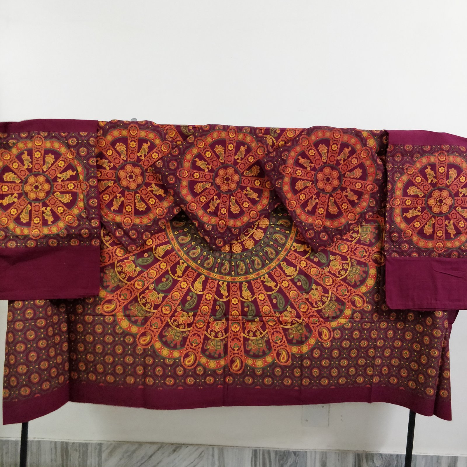 Hand Block Print Deewan Set Pure Cotton Rajasthani Maroon Print