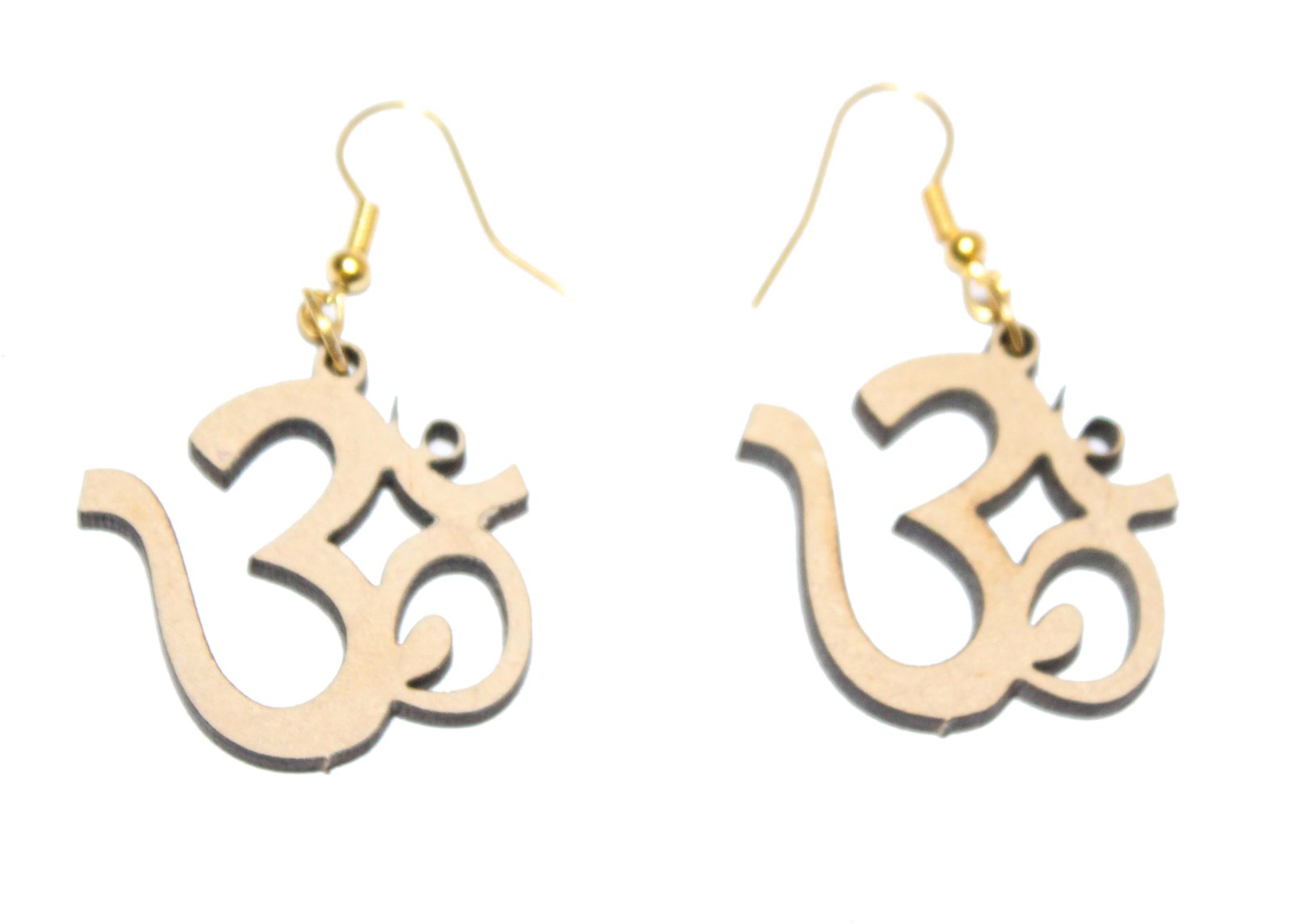 Ohm Shaped Earring Hanging with Metallic Gold Color Loop Hook