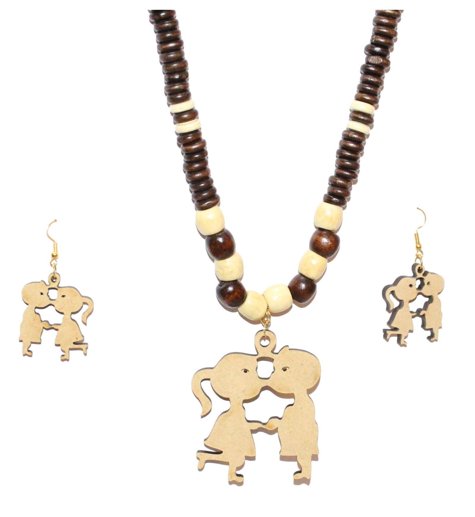 Kissing Boy & Girl Shaped/2.8″Pendant & 1.5″Earring