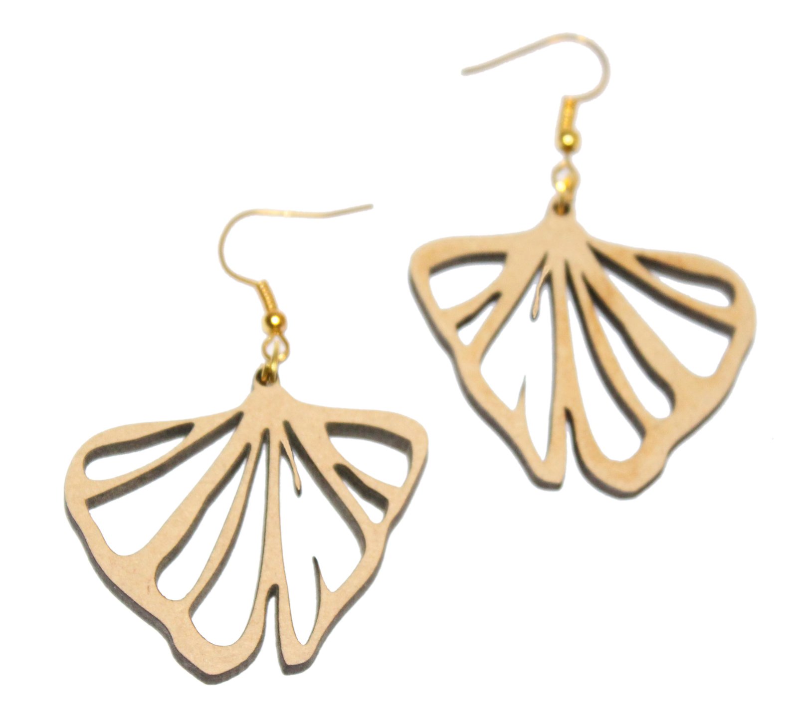 Triangle Leaf Shaped Earring Hanging with Metallic Gold Color Loop Hook