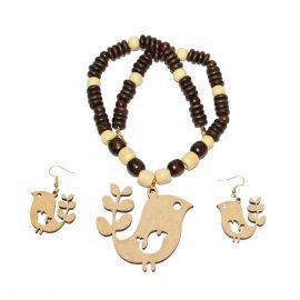 Bird Shaped With Leaf /2.5"Pendant & 1.3" Earring