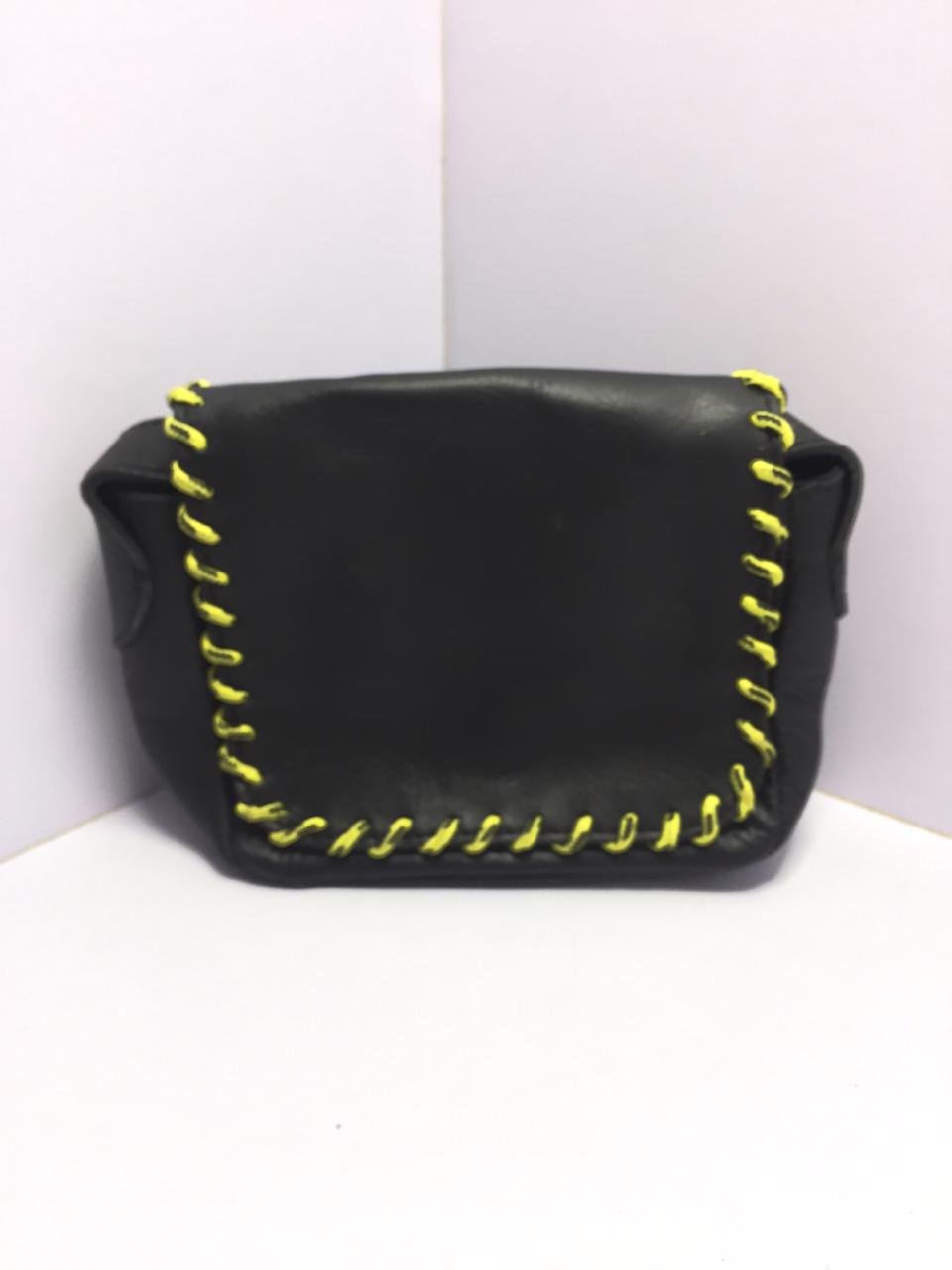 Black Faux Leather Sling Bag