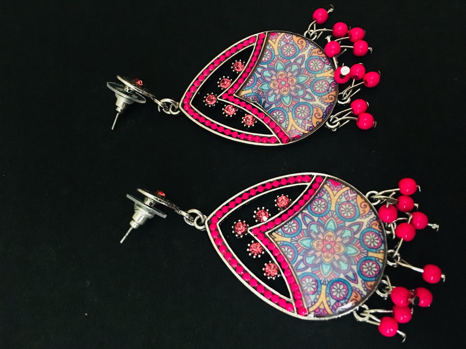 Pink-Blue Bohemian Style Earrings