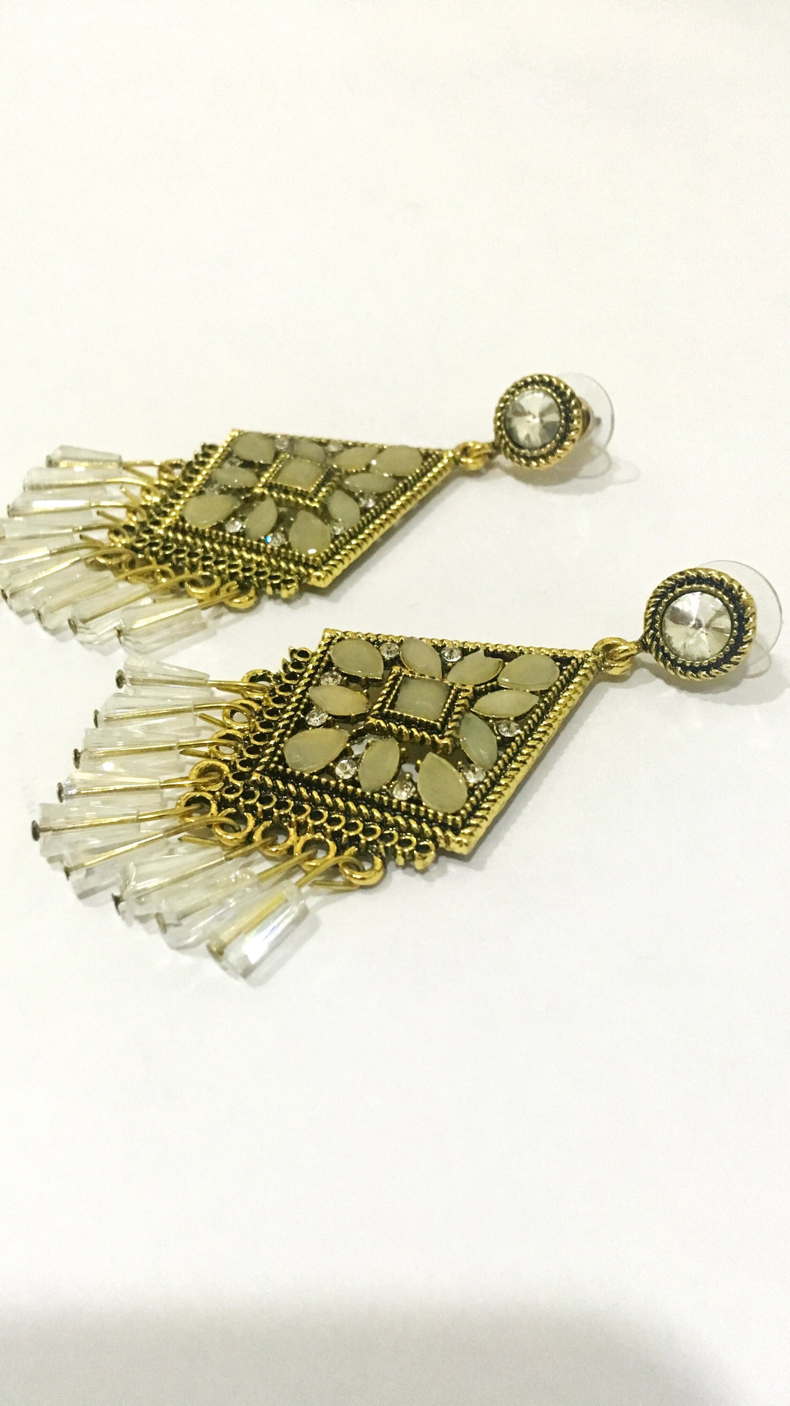 Golden color rectangle shaped earrings