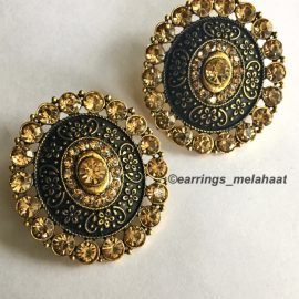 Bronze coloured round shaped earrings