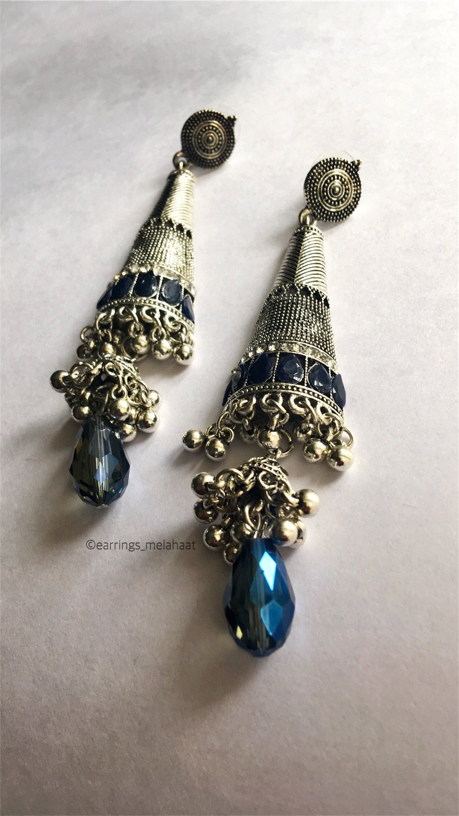 Silver plated cone shaped jhumki