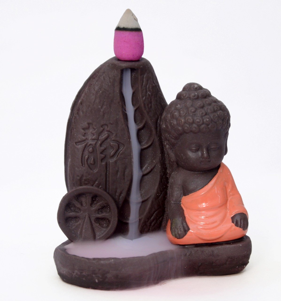 Meditating Monk Buddha Smoke Back flow Cone Incense Decorative Showpiece